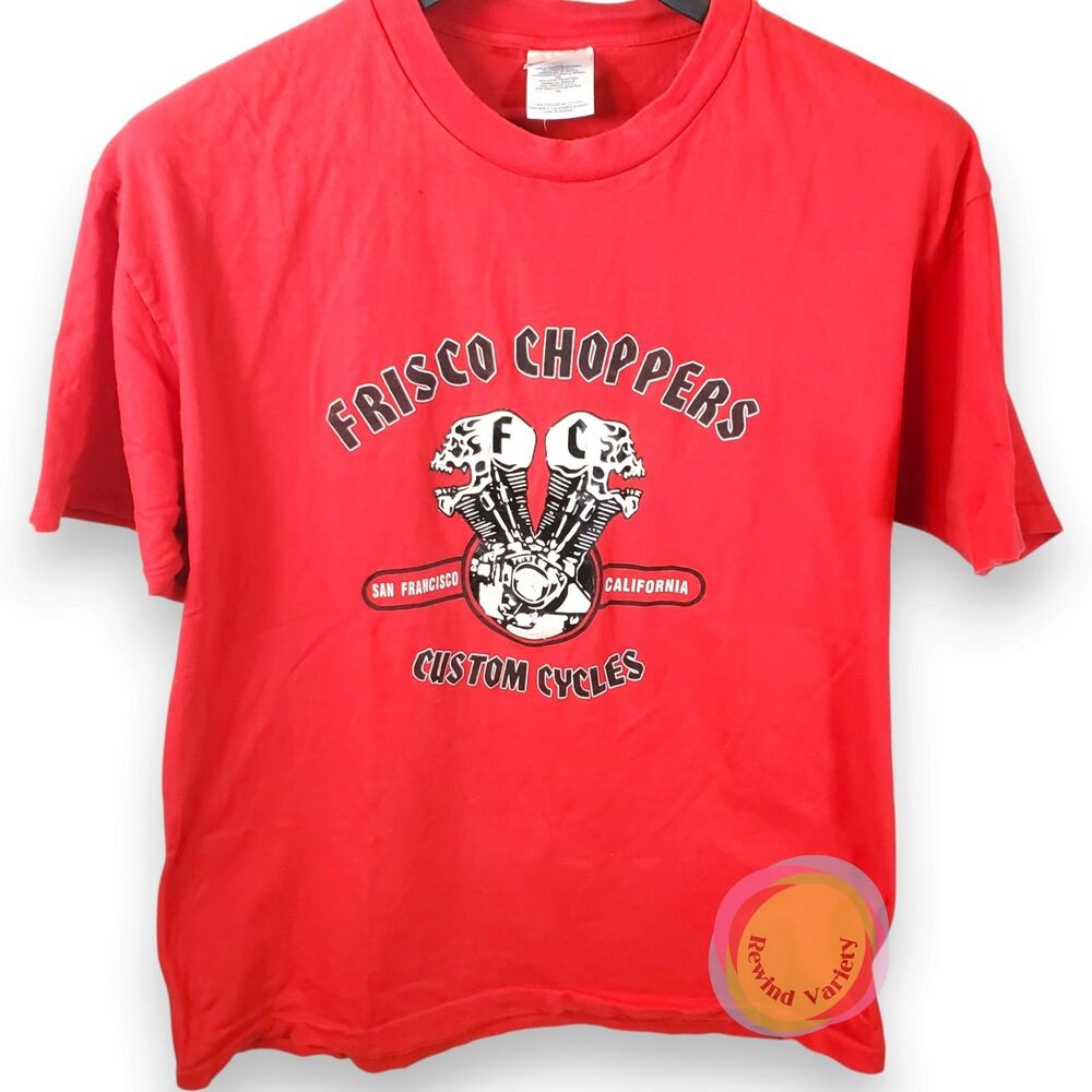 Vintage 90s Frisco Choppers XL Red Hanes Beefy Tee